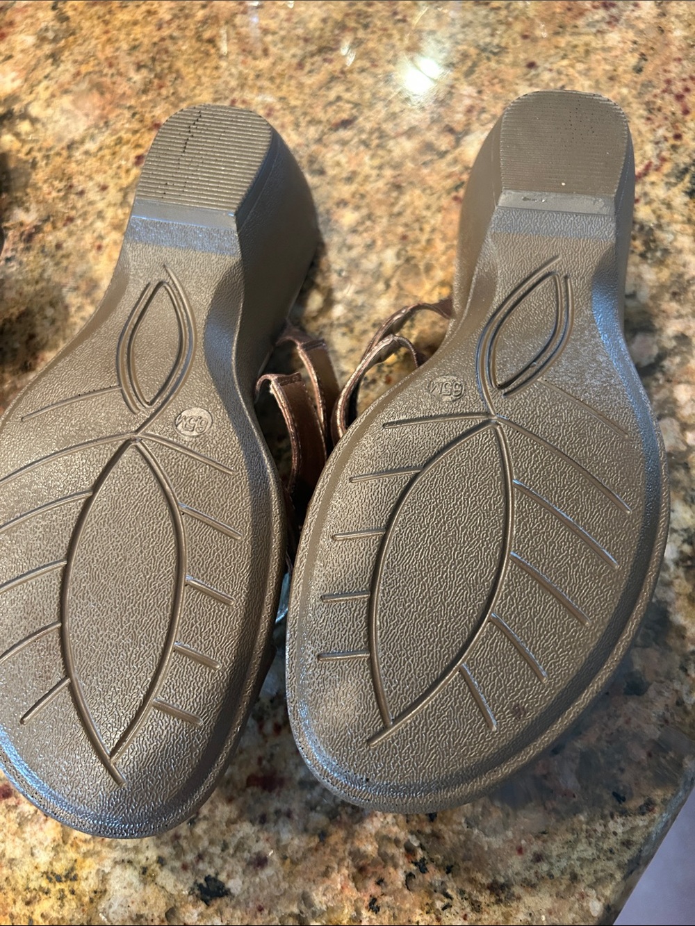Metallic Brown Floral Slide Sandals - Picture 2 of 2